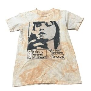 Taylor Swift Midnights Marbled Tie Dye Double Sided Graphic Tee Shirt M Peach